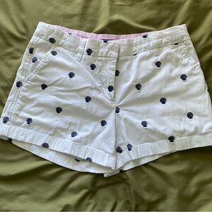 British Khaki White and Navy Shell Print Women Shorts